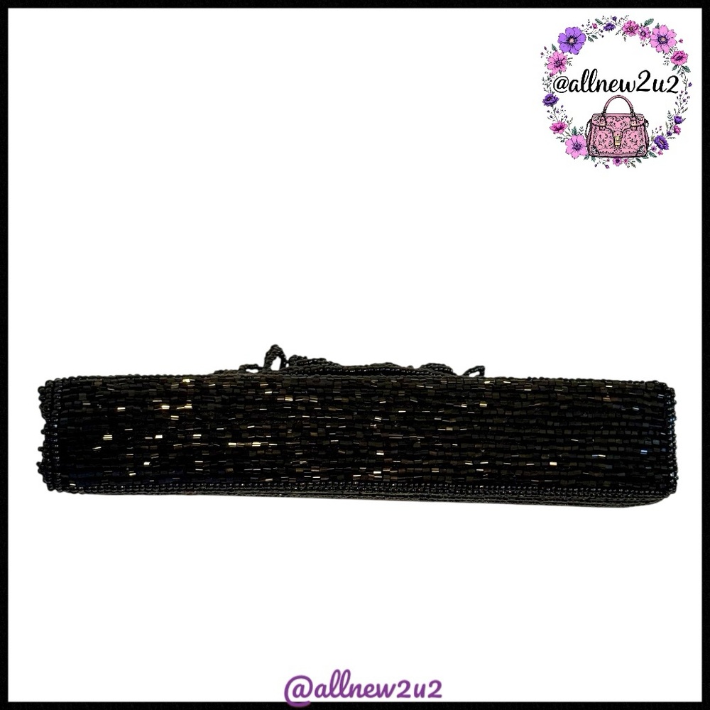 Beaded Sequin Evening Special Occasion Clutch Handbag with Shoulder Strap - Picture 7 of 12